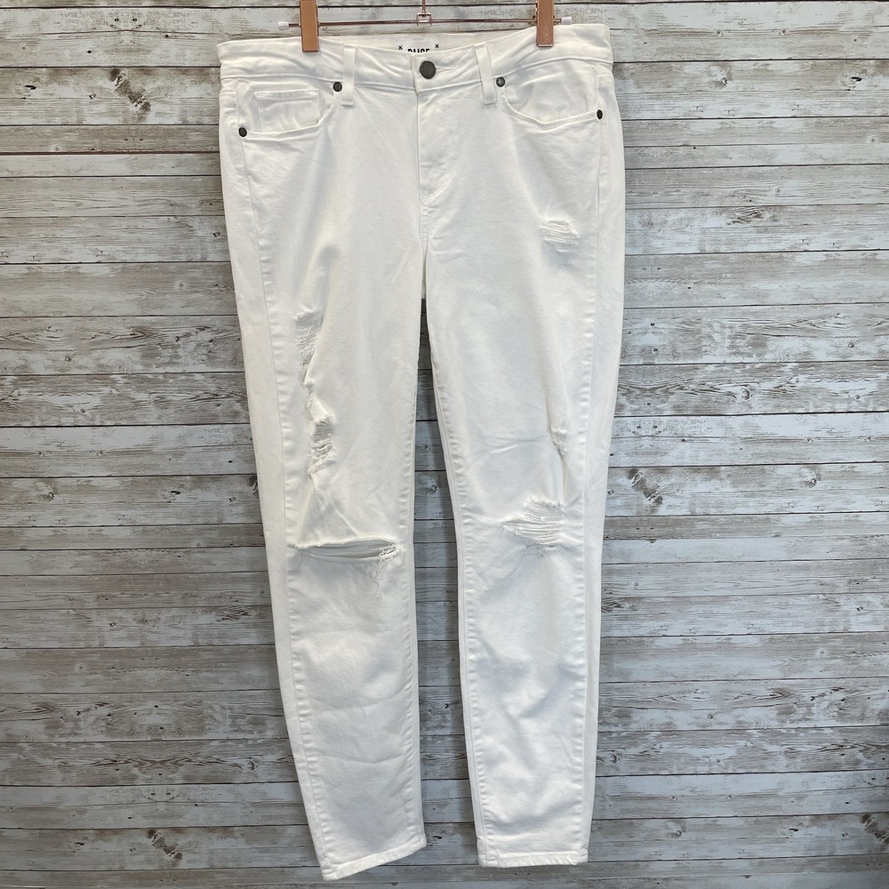 Paige Womens 31 Jeans Verdugo Ultra Skinny White‎ Distressed Made In USA